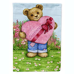 Caroline's Treasures Valentine Teddy Bear with Chocolates Flag Canvas House Size 28 x 40