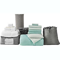 College Dorm Pack - Twin XL Bedding Basics & More - Yucca/Hint of Mint Color Set