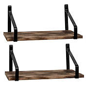 Inq Boutique Set of 2 Floating Shelves Wall Mount Rustic Wood Wall Shelves