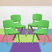 Flash Furniture 4 Pack Green Plastic Stackable School Chair with 10.5&#39;&#39; Seat Height