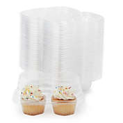 Stockroom Plus Plastic Cupcake Containers, 2-Compartment Carriers (6.75 x 3.5 In, 50 Pack)