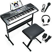 Gymax 61-Key Electronic Keyboard Piano Starter Set w/Stand Bench Headphones