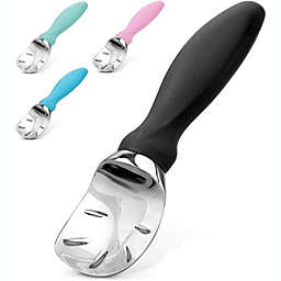 Zulay Kitchen Ice Cream Scooper with Soft Handle and Built-in Lid Opener - Black
