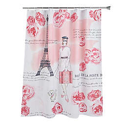 Juvale Eiffel Tower Shower Curtain, 12 Plastic Rings, Paris Bathroom Decor (71 x 71 In)