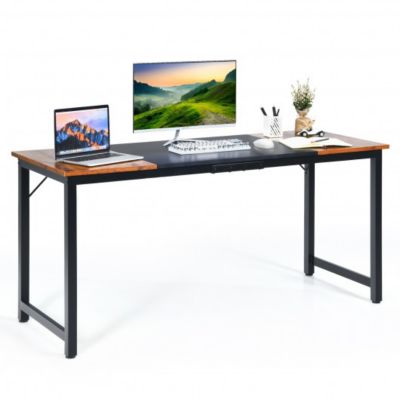 Costway 63 Inch Home Office Computer Desk with Heavy Duty Steel Frame