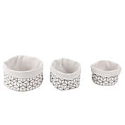 Jessar - Set of 3 Collapsible Fabric Storage Basket, White