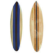 Zeckos Set of 2 Wooden Striped Surfboard Wall Hangings 32 Inches Long