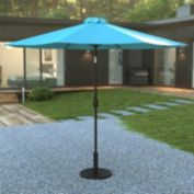 Flash Furniture Teal 9 FT Round Umbrella with Crank and Tilt Function and Standing Umbrella Base [GM-402003-UB19B-TL-GG]