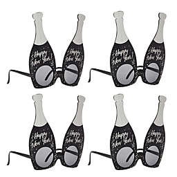 Juvale Happy New Year's Eve Novelty Sunglasses for Adults, Funny Champagne Bottle Party Favors, Decorations (4 Pack)