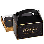 Sparkle and Bash Black and Gold Thank You Party Favor Gable Boxes for Wedding, Birthday Party (24 Pack)