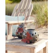 Melrose Decorative Leaf Pattern Lanterns (Set Of 2) 6.25", 7.75"H Ceramic