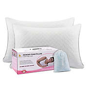PiccoCasa Set of 2 Shredded Memory Foam Bed Pillow, Soft Support Sink-in Pillows for Sleeping, Cooling, Luxury Pillow for Back, Stomach or Side Sleepers, King, White