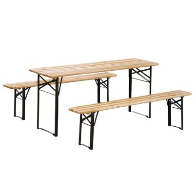 Outsunny 6&#39; Wooden Outdoor Folding Patio Camping Picnic Table Set with Benches and Easy Set Up