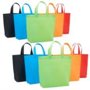 Juvale 10 Pack Non Woven Fabric Shopping Bag with Handle, Reusable Gift Tote for Goodie Treat Party Favor (Large, 15 x 12.5 inch)
