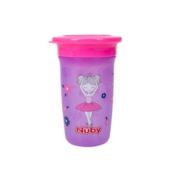 Nuby 360 Degree Easy Sip Grip Wonder Cup 10oz, Purple, Ballerinas