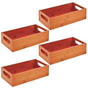 mDesign Bamboo Wood Compact Food Storage Bin with Handle - 4 Pack