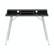 Calico Designs Durable Woodford 45" Modern, Secretary/Writing/Laptop Desk with Storage Hutch Pre-Assembled (Except Legs) - White, Marbled Dark Grey