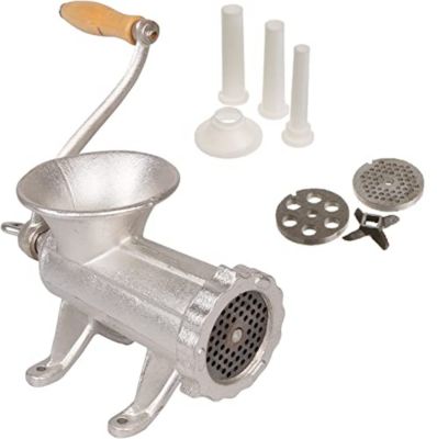 CucinaPro Cast Iron Table Mount Meat Grinder - Mincer Includes Two 3/4" Cutting Disks and Sausage Stuffer Funnel, Heavy Duty