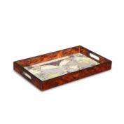 Cheungs Decorative Wood Tray with Glass Top Map Design