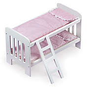 Badger Basket Co. Doll Bunk Bed with Bedding, Ladder, and Free Personalization Kit - White/Pink/Gingham