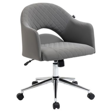 Vinsetto Mid Back Home Office Chair, Computer Desk Chair with Adjustable Height and Padded Seat, Grey. View a larger version of this product image.