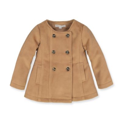 Hope & Henry Girls&#39; Dressy Double Breasted Collarless Coat, Honey Brown, 4