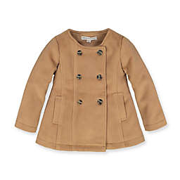 Hope & Henry Girls' Dressy Double Breasted Collarless Coat, Honey Brown, 4