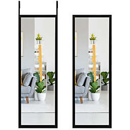 Slickblue Full Length Metal Door Mirror with Adjustable Hook-Black