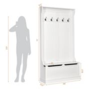 Costway Hall Tree Storage Bench w/ Coat Racks & Shoe Bench & Cabinet