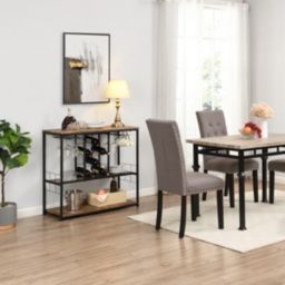 Infinity Merch Industrial Wine Rack Table with Glass Holder