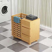 Ktaxon Bathroom Laundry Hamper Storage Cabinet with 3 Drawers & Organizer