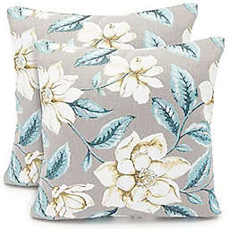 Okuna Outpost Floral Throw Pillow Covers, Rustic Home Decor (Grey, 17 x 17 In, 2 Pack)