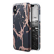 Insten [Unique Design] Case compatible with Apple iPhone X, [Marble Pattern] TPU Rubber Candy Skin Case Cover Compatible With Apple iPhone X, Black & Rose Gold