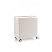Rolling laundry hamper with lid LUCCA, white, large capacity
