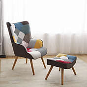 Yeah Depot Chair and Ottoman, Accent Chairs for Bedroom, Modern Colourful and Patchwork