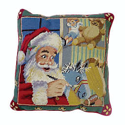 C&F Home Santa's Workshop Needlepoint Pillow