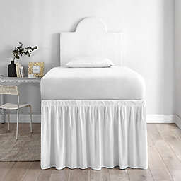 DormCo Dorm Sized Cotton Bed Skirt Panel with Ties (1 Panel) - Farmhouse White