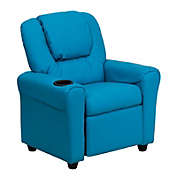 Flash Furniture Contemporary Turquoise Vinyl Kids Recliner With Cup Holder And Headrest - Turquoise Vinyl