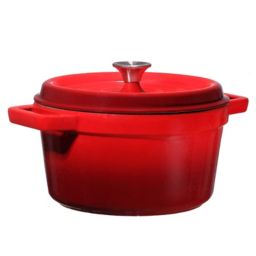 Bruntmor Enameled Cast Iron Dutch Oven Casserole Dish 6.5 quart Large Loop Handles & Self-Basting Condensation Ridges On Lid (Fire Red)
