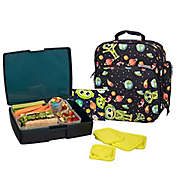 Bentology Lunch Bag and Box Set for Boys, 9 Pieces Total - Kids Insulated Lunchbox Tote, Bento Box, 5 Containers and Ice Pack - Alien