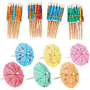 Juvale 200-Pack Tropical Hawaiian Party Paper Cocktail Drink Umbrella Parasols, Assorted Colors, 4 Inches