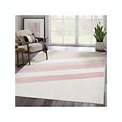 Abani Rugs Deco DEC150A Cream Blush Pink Diagonal Lines Area Rug
