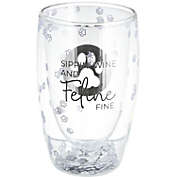 Sipping Wine and Feline Fine Double Walled Glass 14 oz