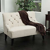 Contemporary Home Living 45" Beige and Brown Contemporary Button Tufted Settee
