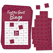 Big Dot of Happiness Burgundy Elegantly Simple - Find the Guest Bingo Cards and Markers - Wedding & Bridal Shower Bingo Game  Set of 18