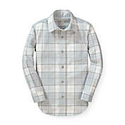 Hope & Henry Boys&#39; Brushed Cotton Button Down Shirt (Grey & White Heather Plaid, 3-6 Months)