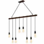Gymax 8-light Industrial Pendant Light Wood Hanging Chandelier Fixture for Home Decor
