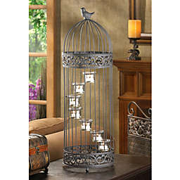 koehler Gift Accent Glass Birdcage Staircase Metal Tealight Candle Holder Stand