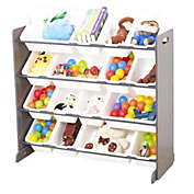 Kitcheniva Toy Storage Wood Frame Shelf with 16 Removable Bins