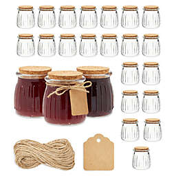 Sparkle and Bash 24 Pack 6oz Small Glass Jars with Lids, Hang Tags, Jute String for Homemade Honey, Jam and Jelly
